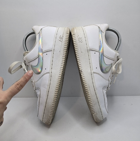 Nike | AF1's Low 'White Irisdescent Swoosh' tennis prep sporty sneakers | WMS 7 - Picture 13 of 14